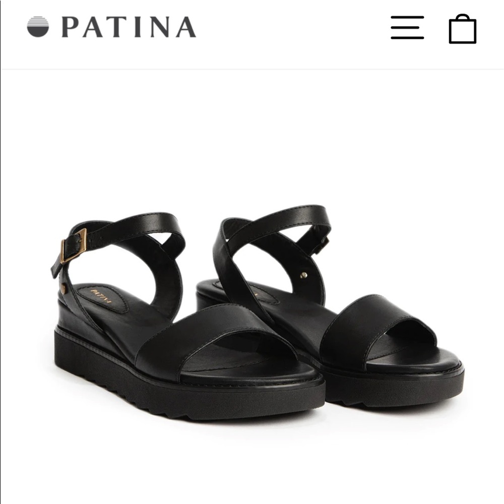Patina (Portland Leather Goods) Soho Wedge Sandals in Black